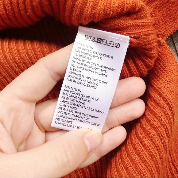 Ett Twa • Anthro Amrita tunic sweater burnt orange merino ribbed knit pullover - Picture 7 of 10